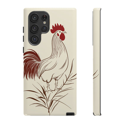 Golden Dawn Rooster: Minimalist Farmstead Charm Case for iPhone, Samsung & Pixel