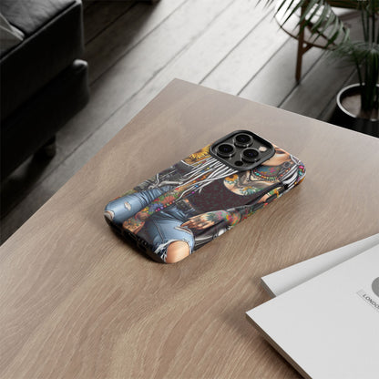 Sunflower Biker Queen – Bohemian Tattooed Rebel Mobile Cover