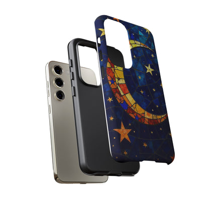 Celestial Crescent: Vibrant Moon and Stars Phone Case