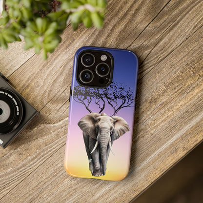 Surreal Elephant Tree Mobile Cover – Dreamy Sunset Fantasy