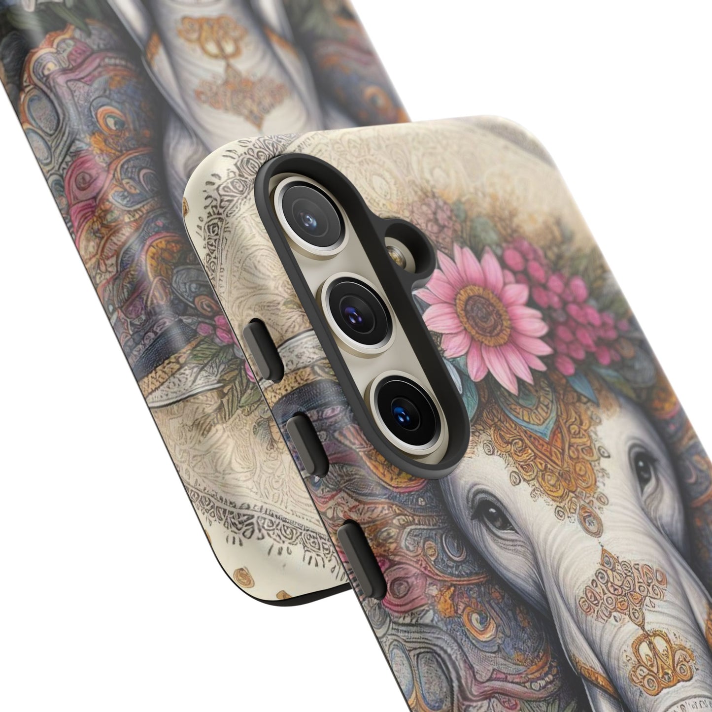 Elegant Floral Elephant Mobile Cover – Royal Mandala Art