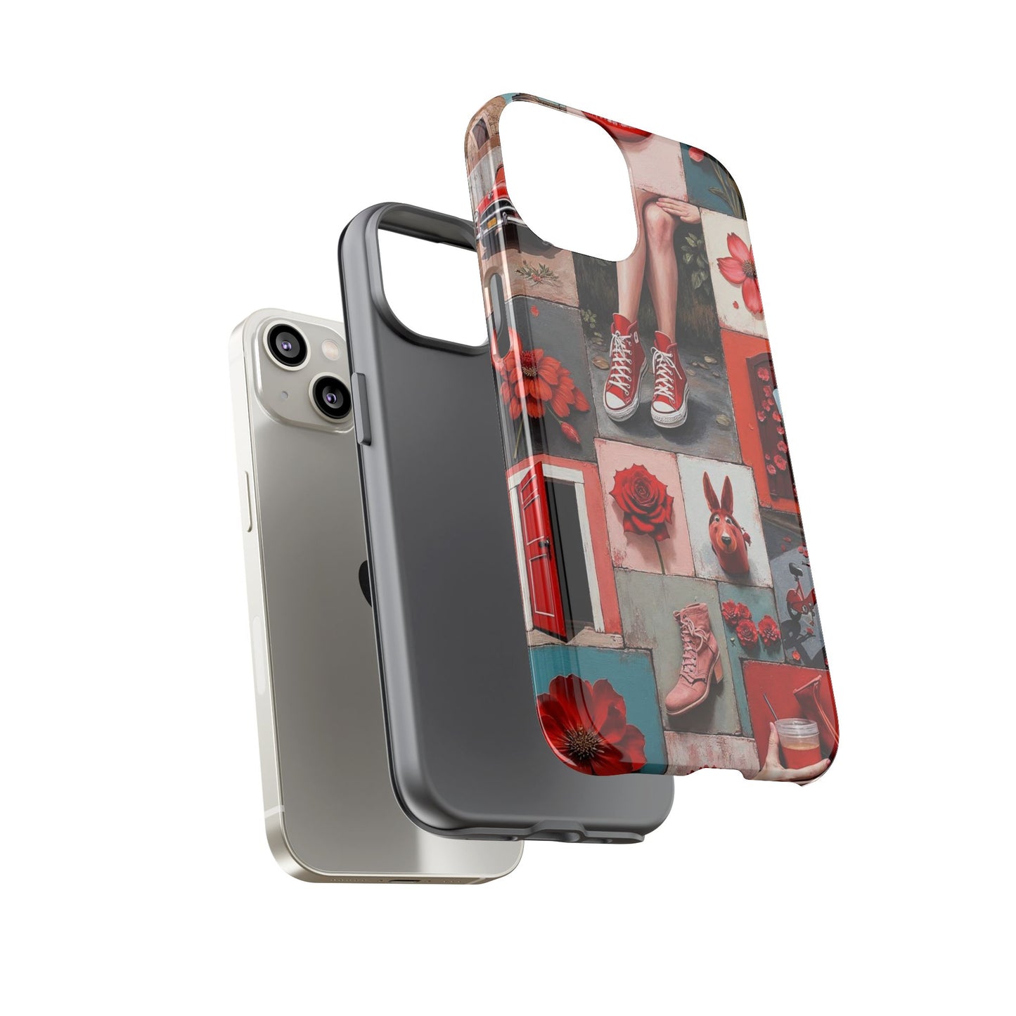 Red Sneakers & Roses Collage Phone Case