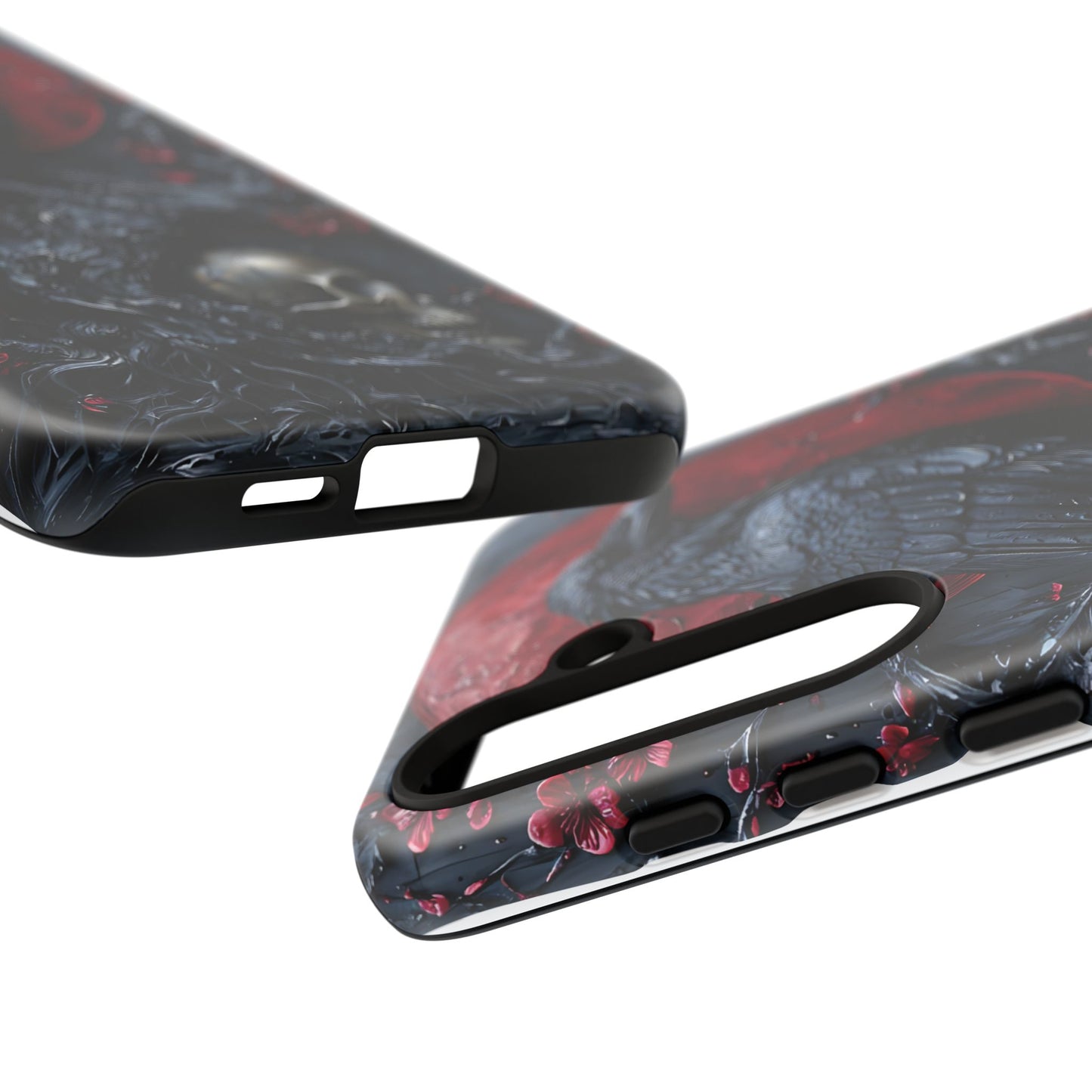 Gothic Sculpture Of Raven On Charcoal Tree Branch phone case design