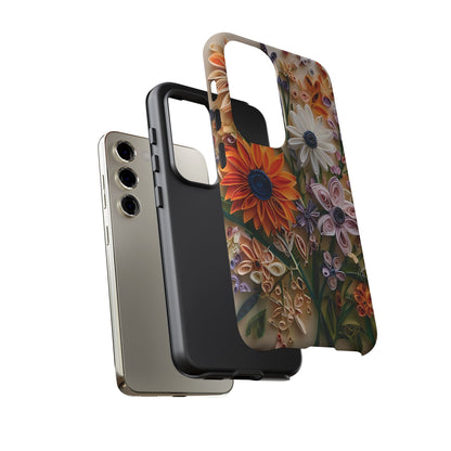 Intricate Quilled Floral Artwork In Vibrant Colors phone case design.