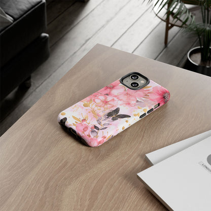 Pink Blossom & Gold Butterfly Mobile Case