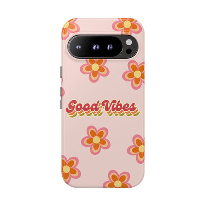 Retro Floral "Good Vibes" Phone Case – Vintage Aesthetic for iPhone, Samsung & Google Pixel