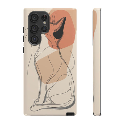 Graceful Cat Outline: Abstract Whiskered Beauty Phone Case for iPhone, Samsung & Pixel
