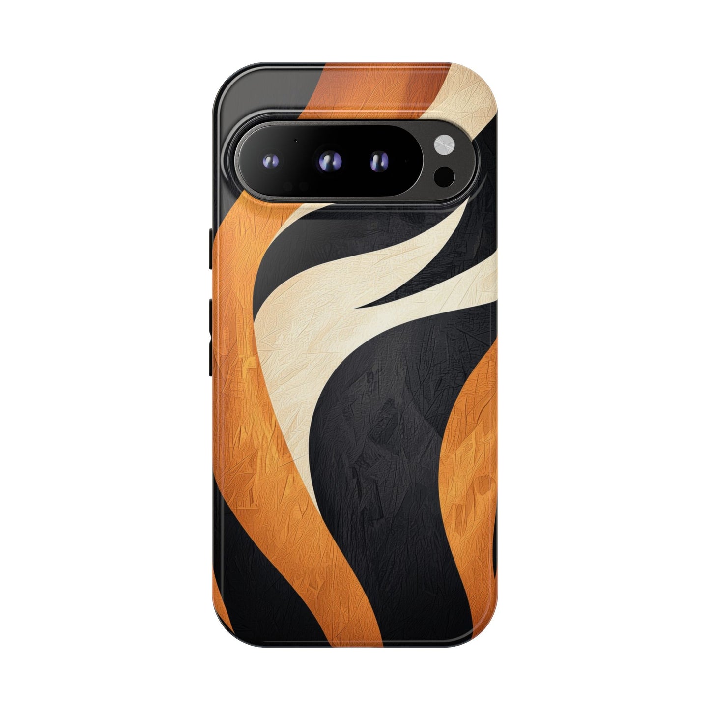 Bold Tiger Stripes Phone Case – Black, Orange & Cream for iPhone, Samsung & Google Pixel