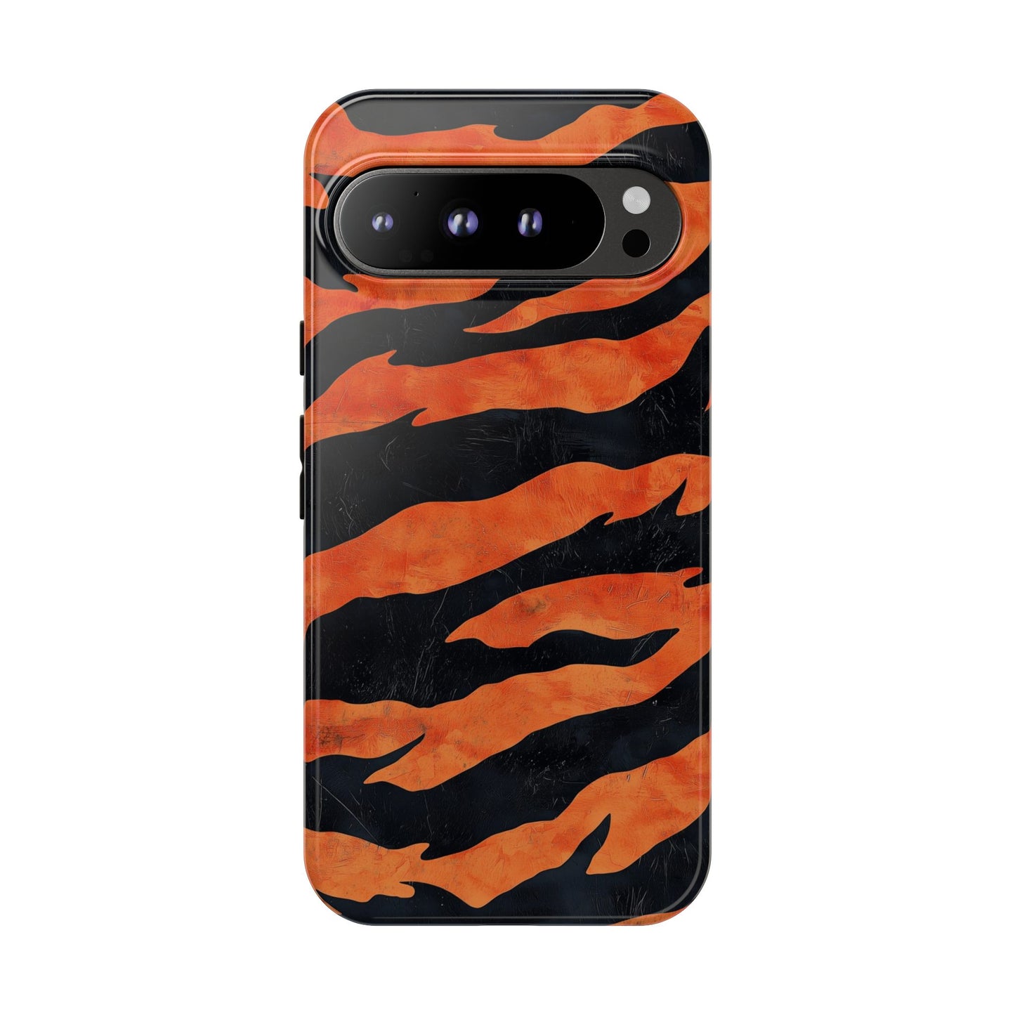 Burnt Orange & Black Tiger Stripes Phone Case for iPhone, Samsung & Google Pixel