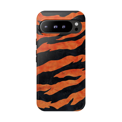 Burnt Orange & Black Tiger Stripes Phone Case for iPhone, Samsung & Google Pixel