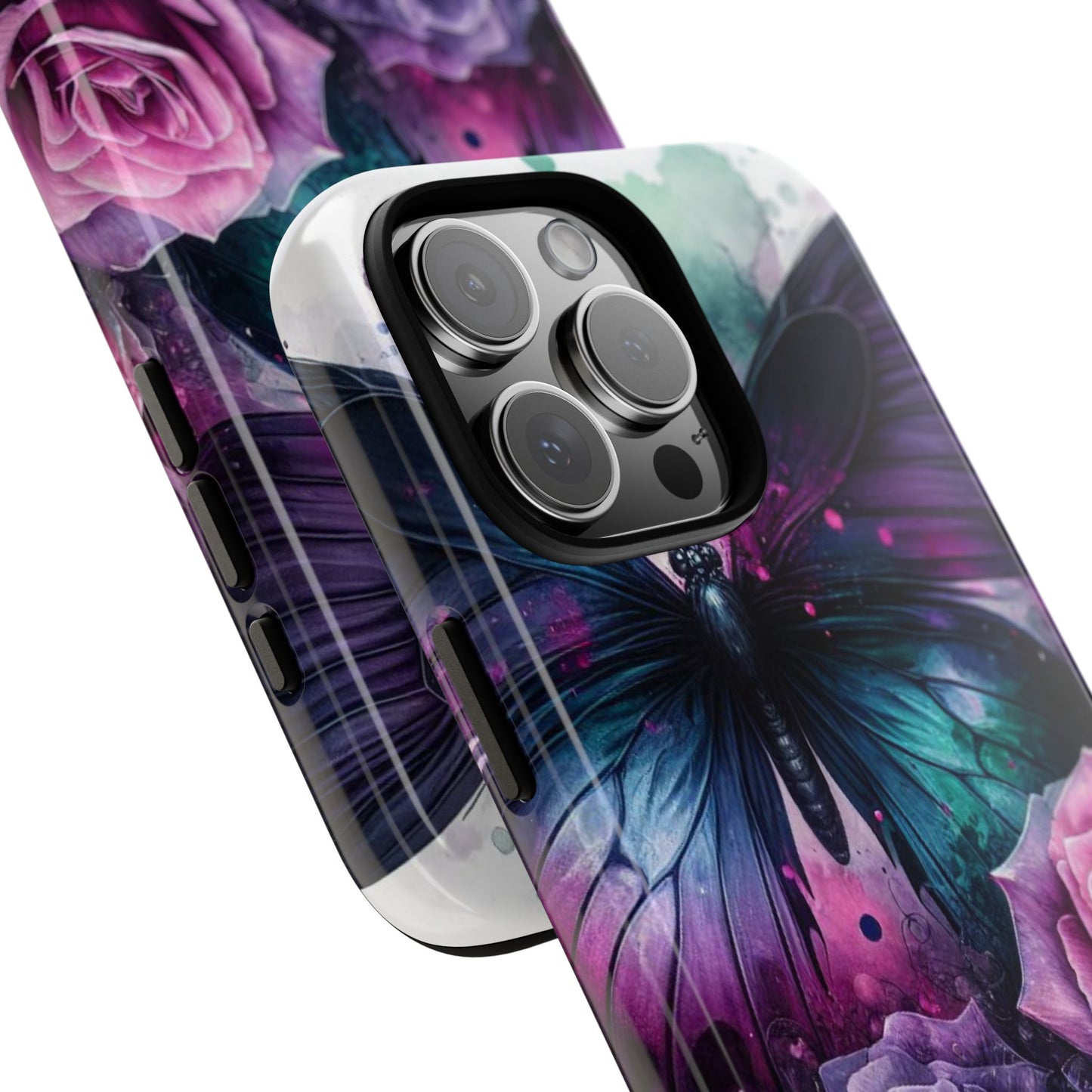 Mystic Bloom – Vibrant Butterfly & Rose Art Mobile Cover
