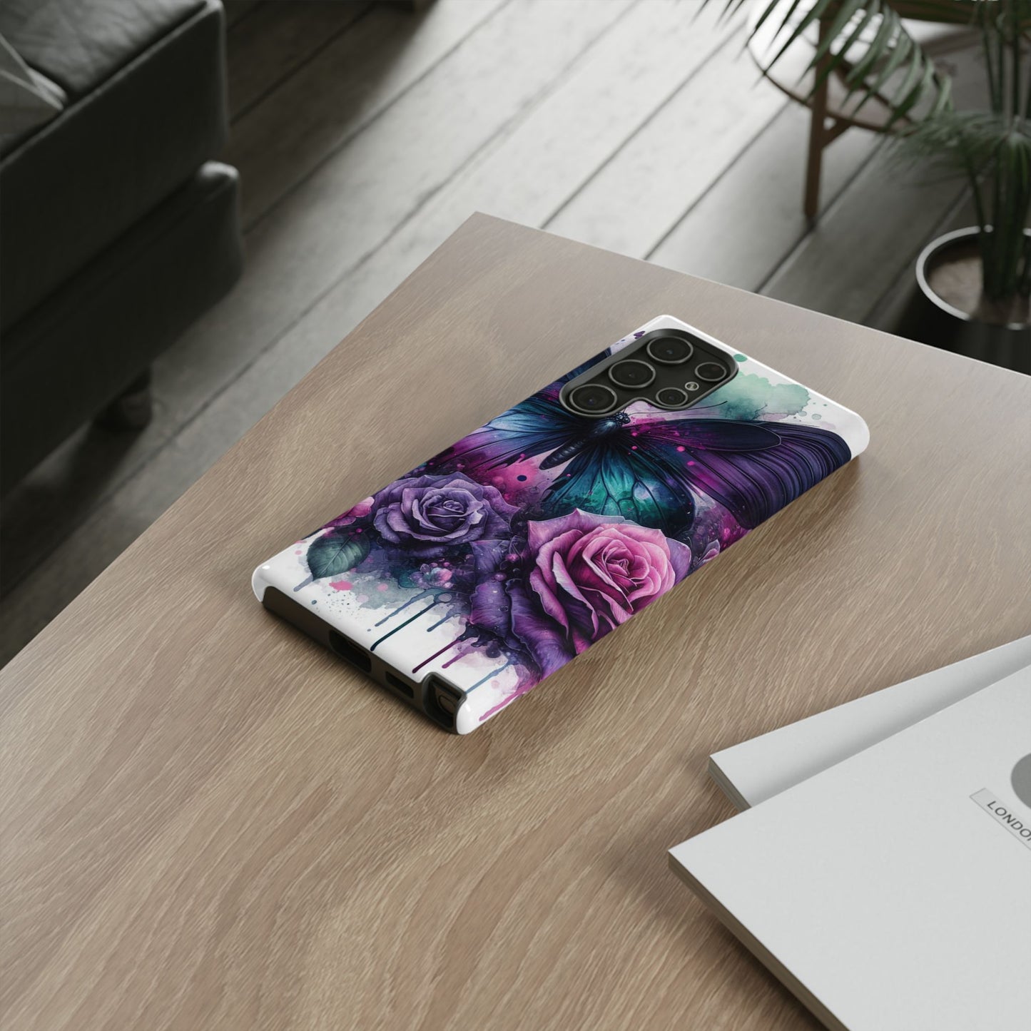 Mystic Bloom – Vibrant Butterfly & Rose Art Mobile Cover