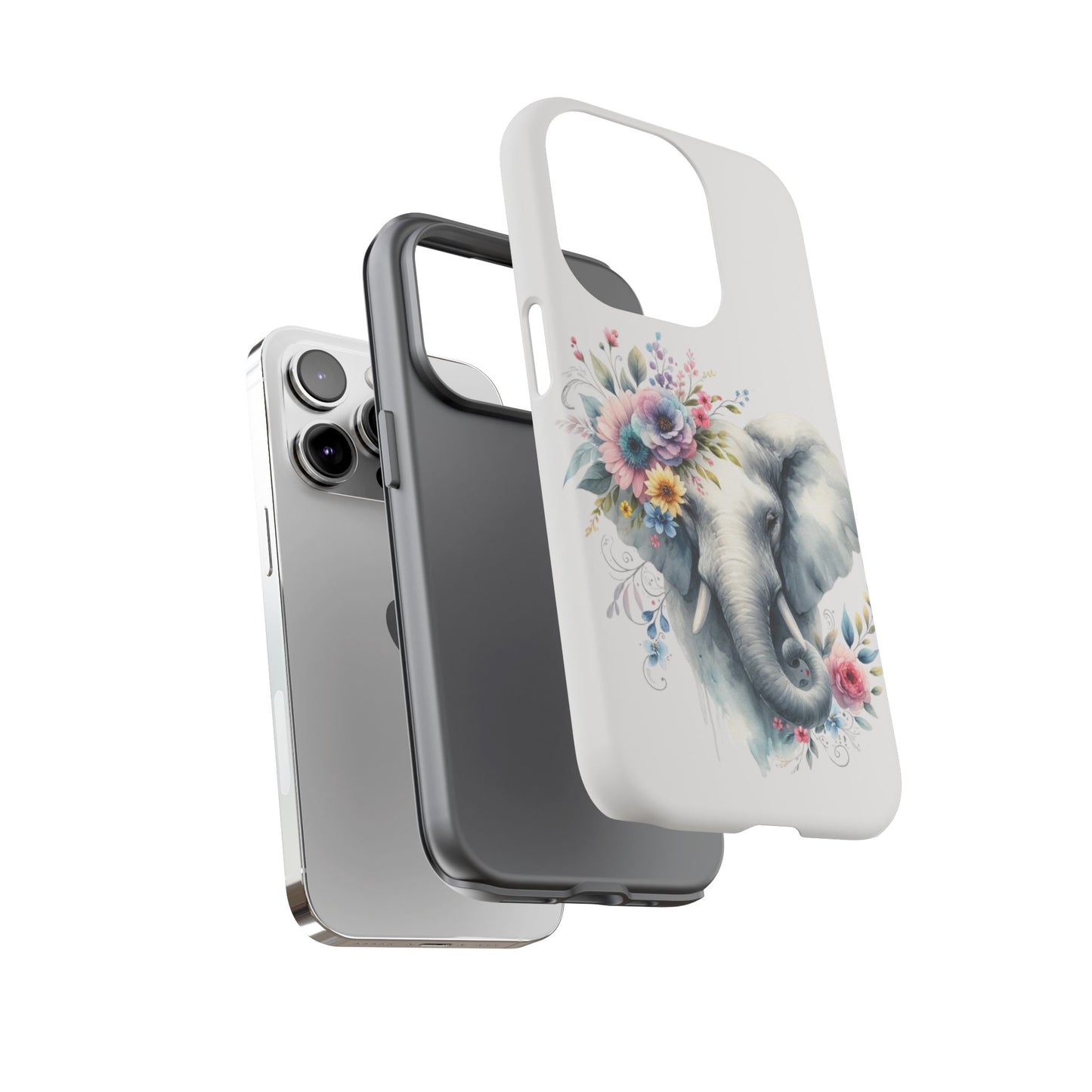 Floral Elephant Mobile Cover – Elegant Watercolor Art