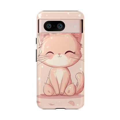 Kawaii Blush Kitty – Chibi Anime Cat Phone Case for iPhone, Samsung & Pixel