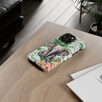 Cute Baby Elephant Mobile Cover – Floral & Tropical Aesthetic