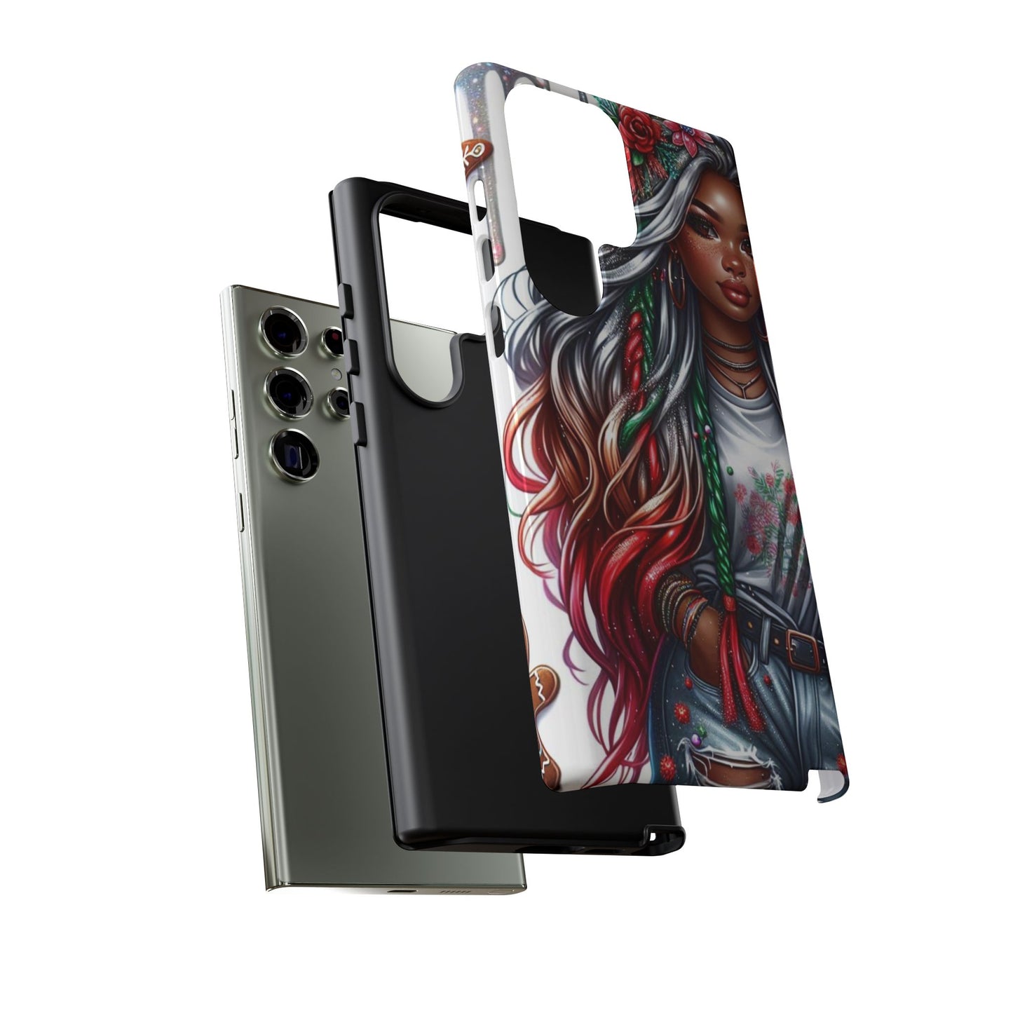Festive Boho Queen – Holiday Glow & Candy Cane Braids Mobile Cover