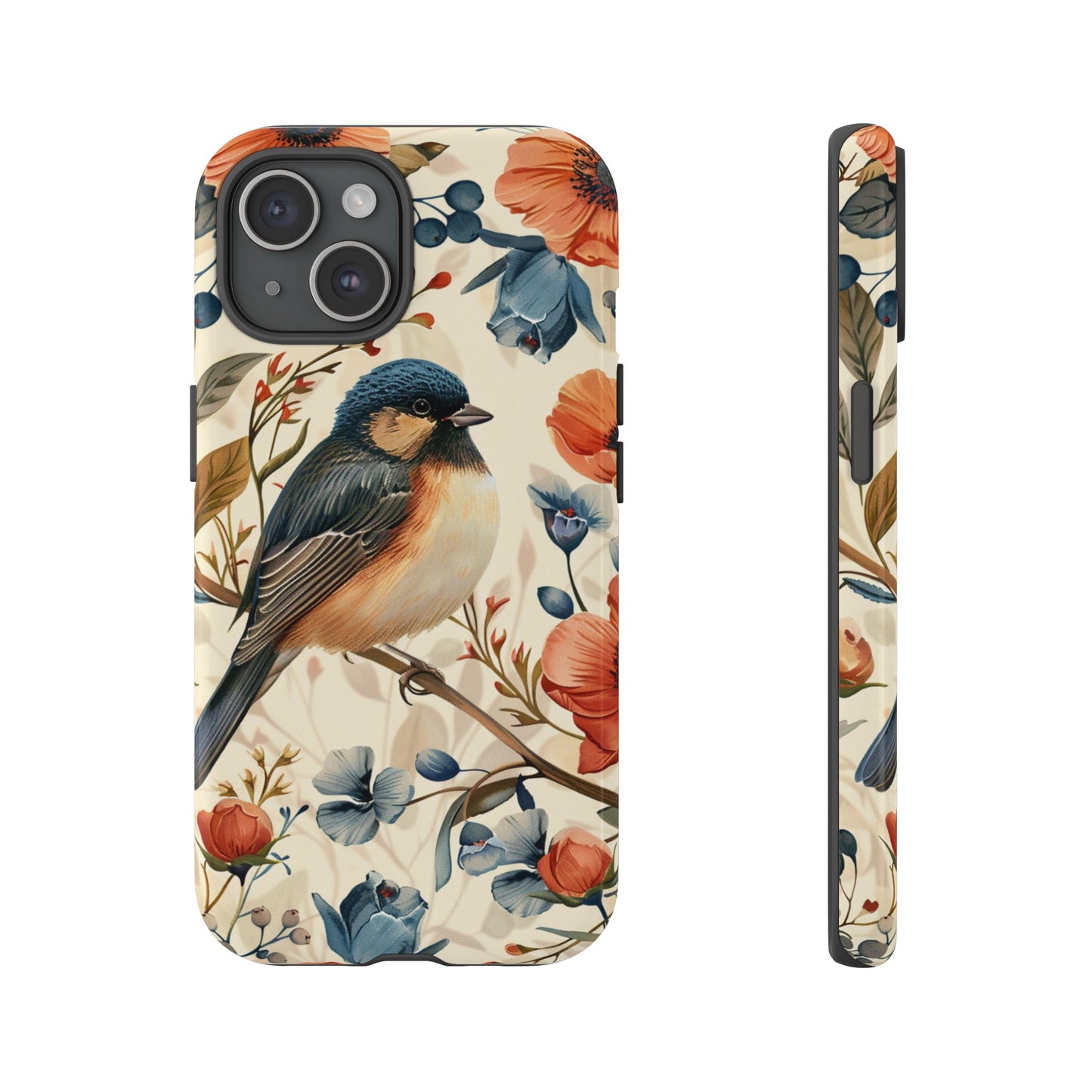Floral Bird Phone Case - Elegant Nature-Inspired Cover for iPhone, Samsung & Google Pixel