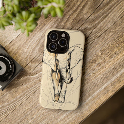 Majestic March: Dynamic Elephant Line Art  Phone Case for iPhone, Samsung & Pixel