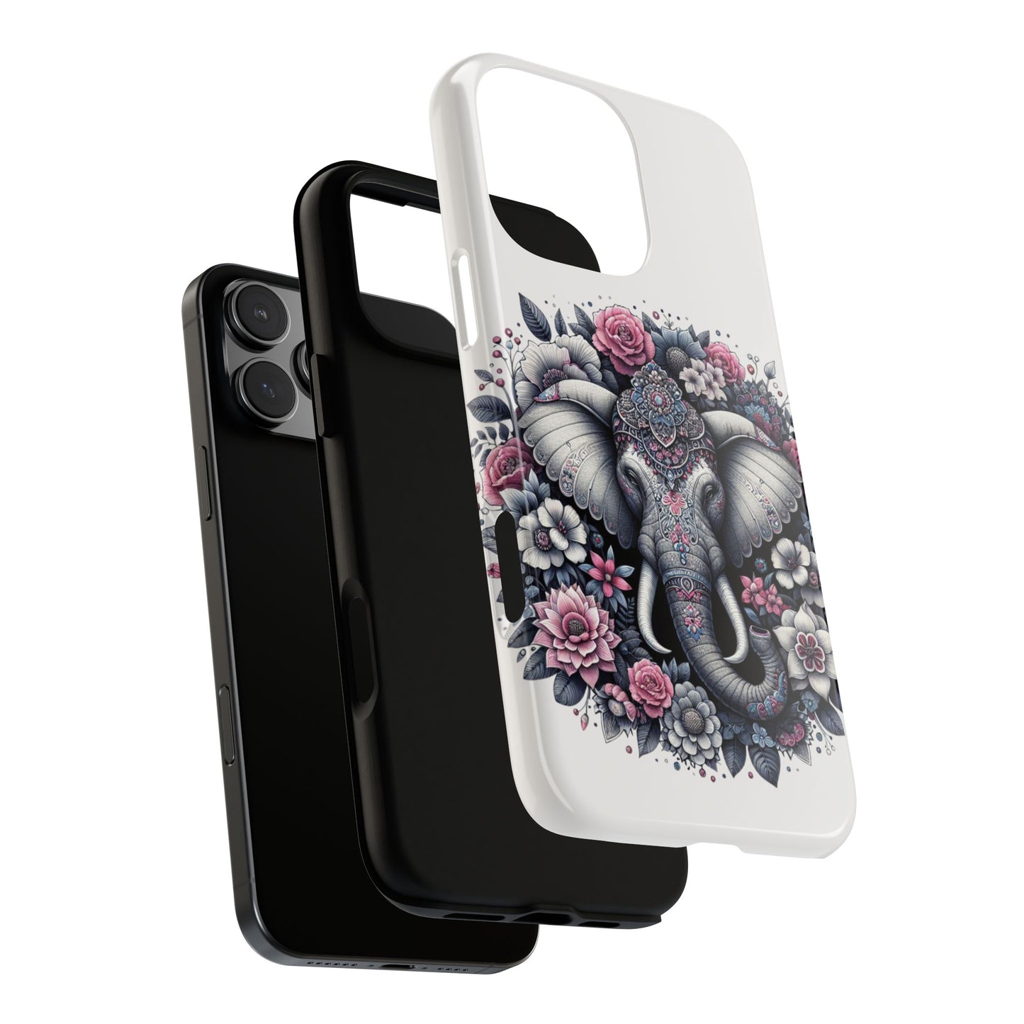 Ornate Floral Elephant Mobile Cover – Elegant Bohemian Art