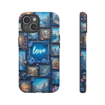 Blue Floral Love Frame Phone Case