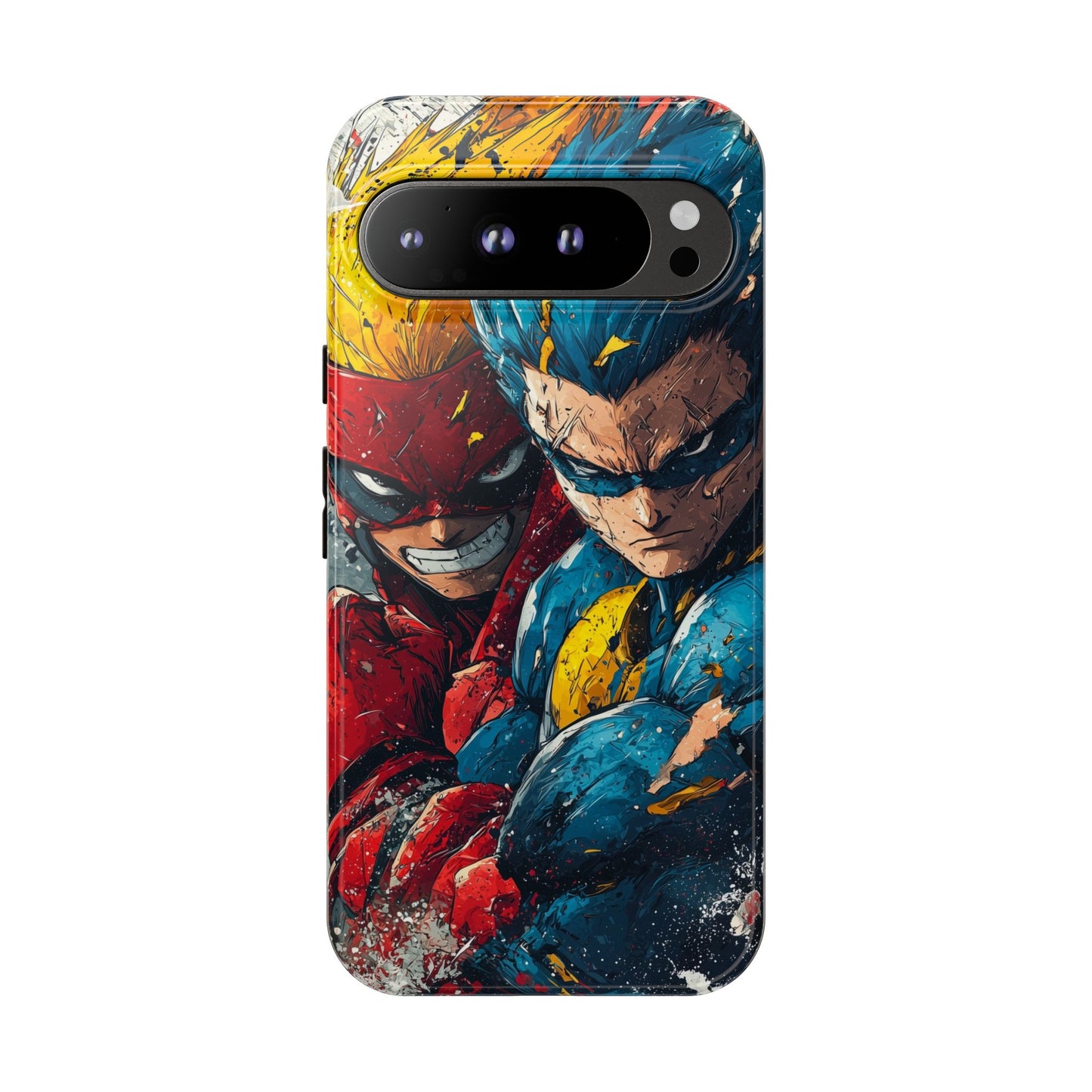 Comic Clash: Superhero Duo | Action, Power, Justice, Heroes, Manga Style Phone Case for iPhone, Samsung & Pixel