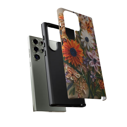 Intricate Quilled Floral Artwork In Vibrant Colors phone case design.