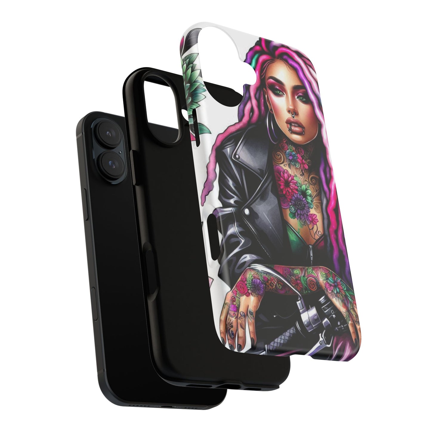 Neon Rebel – Vibrant Biker Queen Mobile Cover
