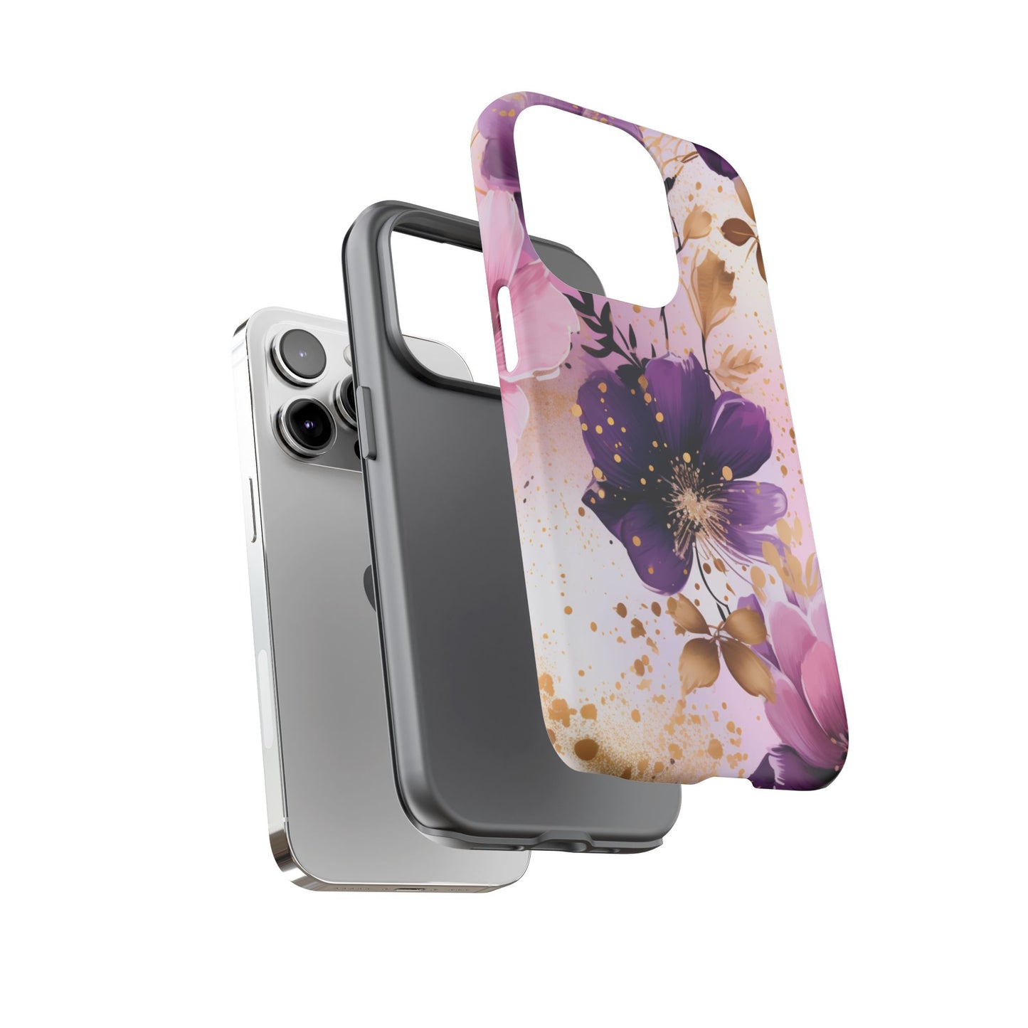 Luxury Purple & Gold Floral Aesthetic Mobile Case