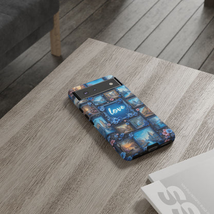 Blue Floral Love Frame Phone Case