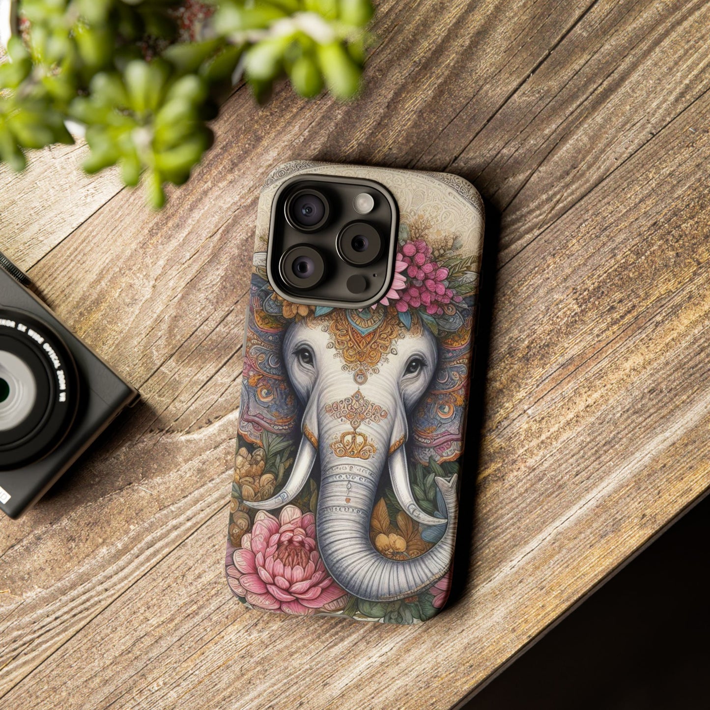 Elegant Floral Elephant Mobile Cover – Royal Mandala Art