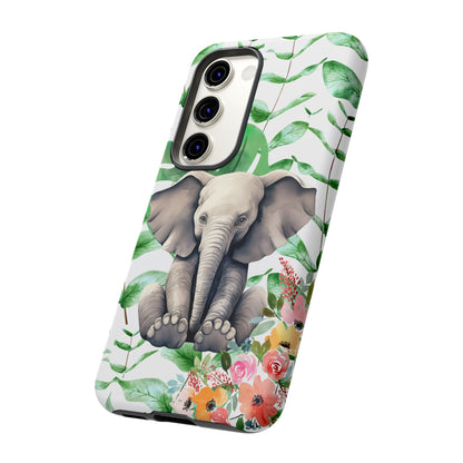 Cute Baby Elephant Mobile Cover – Floral & Tropical Aesthetic