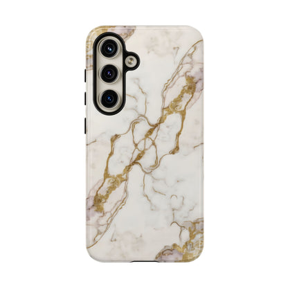 Elegant White and Gold Marble Case Design