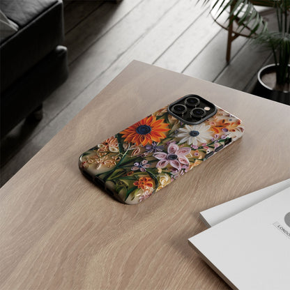Intricate Quilled Floral Artwork In Vibrant Colors phone case design.
