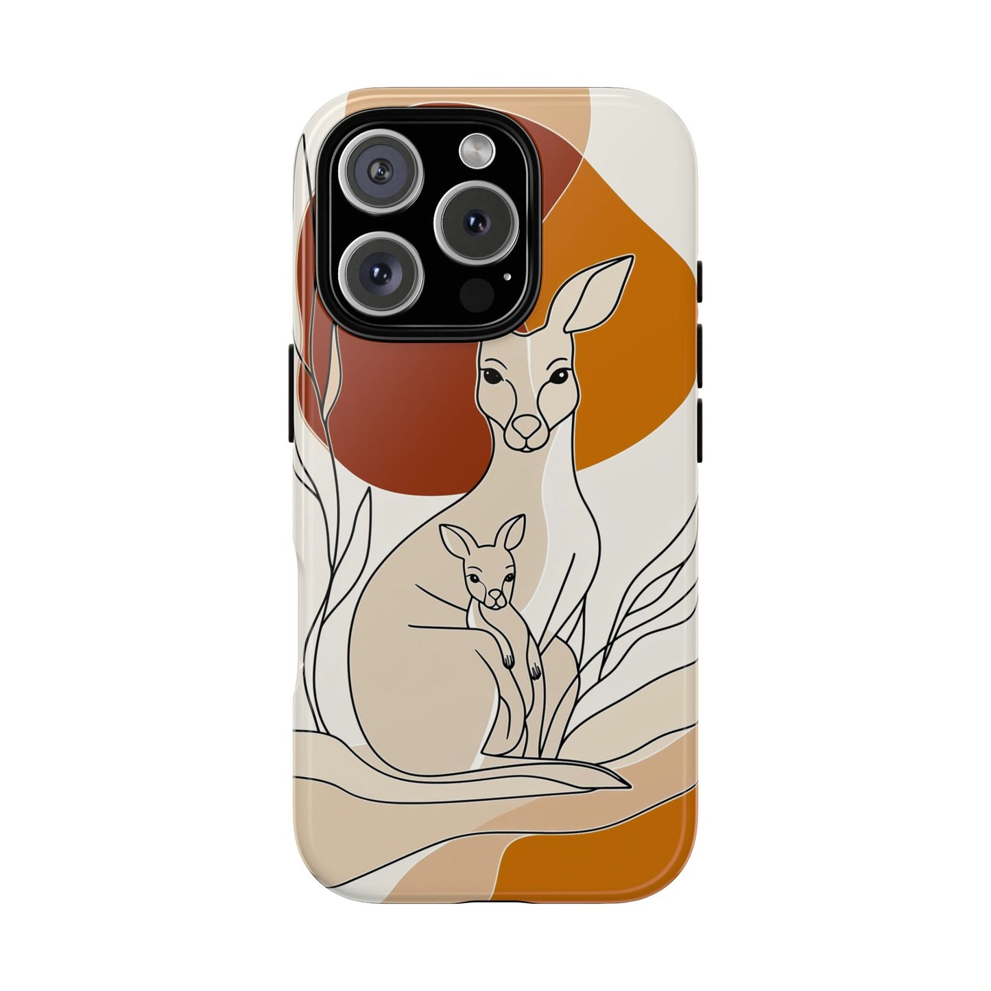 Outback Love: Kangaroo & Joey Line Art Phone Case for iPhone, Samsung & Pixel