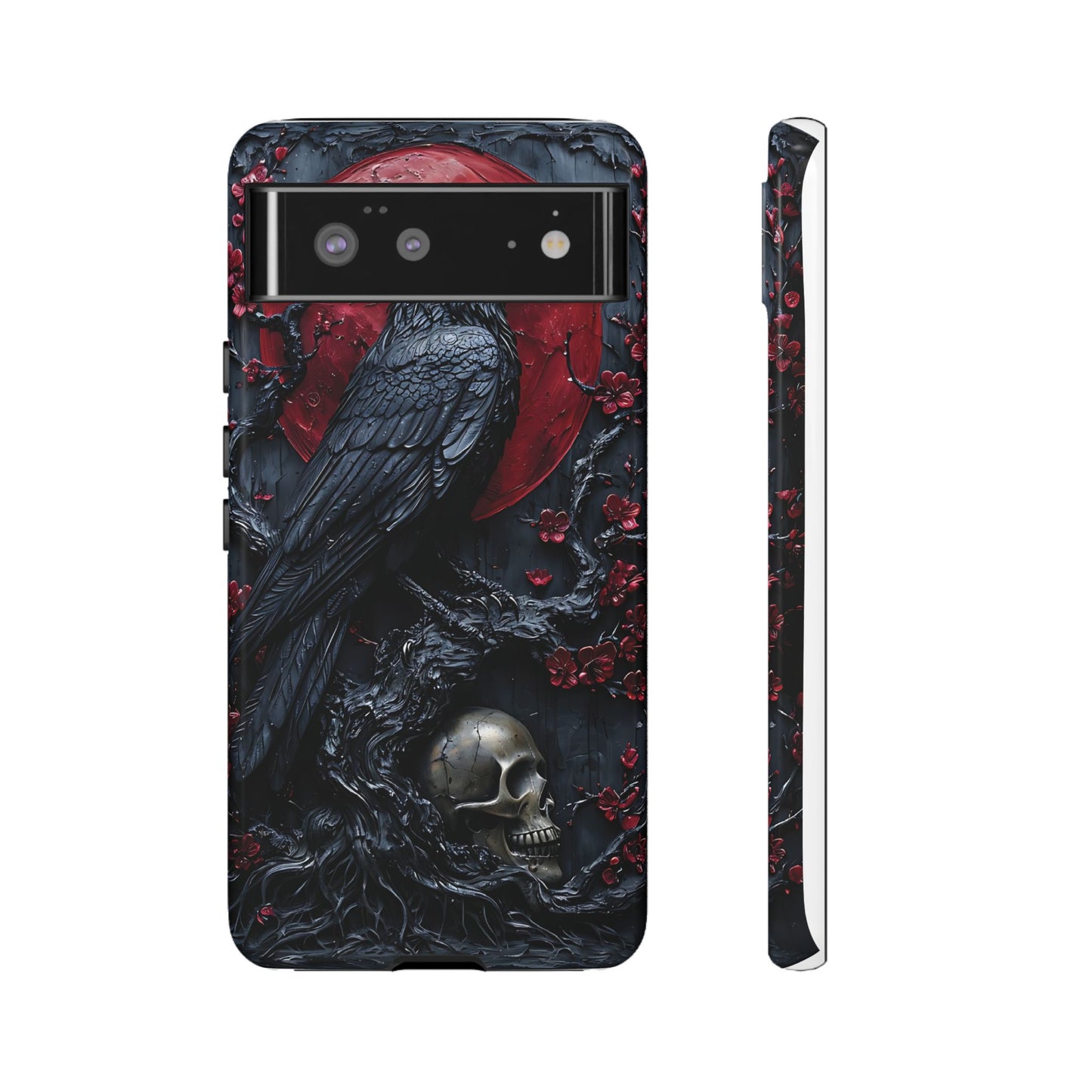 Gothic Sculpture Of Raven On Charcoal Tree Branch phone case design