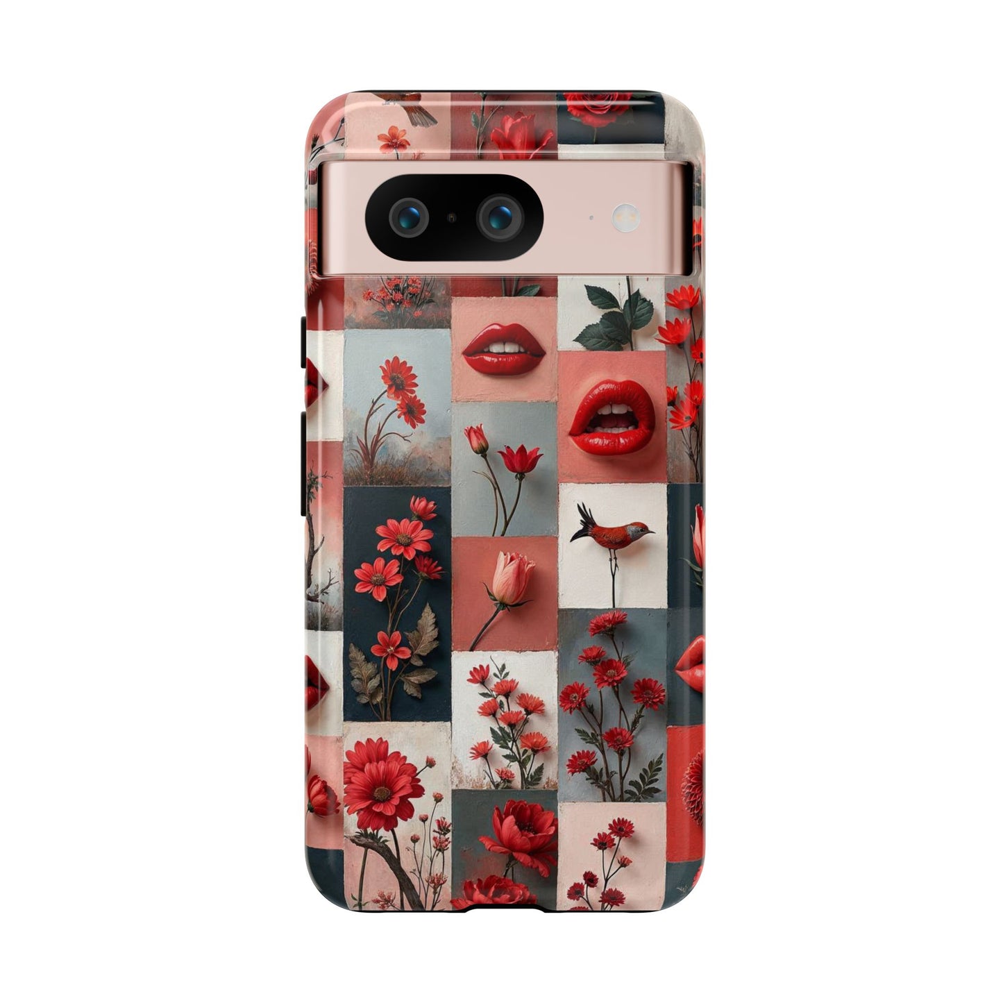 Red Flowers & Lips Collage Phone Case