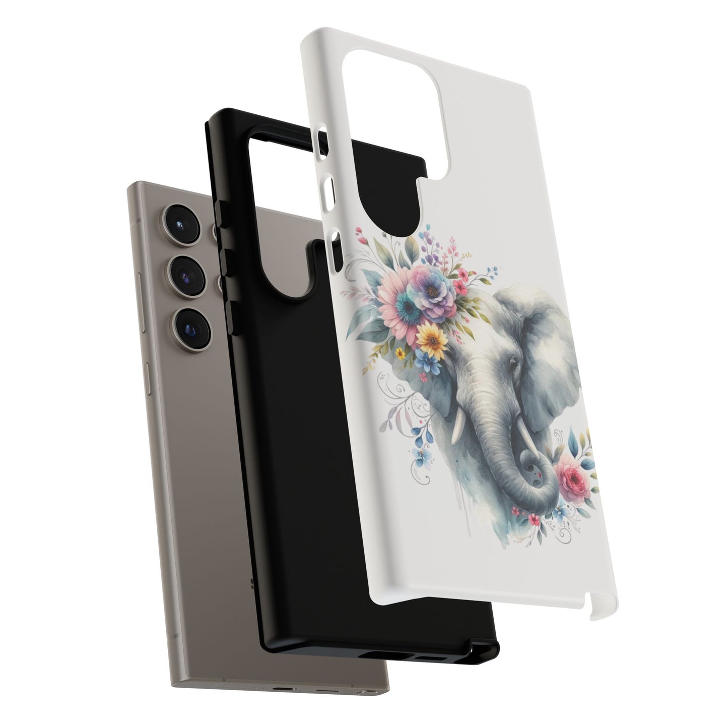 Floral Elephant Mobile Cover – Elegant Watercolor Art