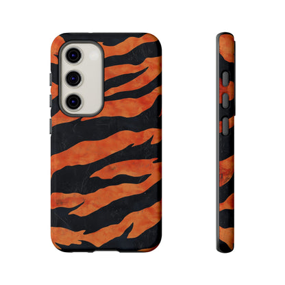 Burnt Orange & Black Tiger Stripes Phone Case for iPhone, Samsung & Google Pixel