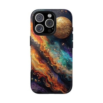 Cosmic Abstract Artwork With Dynamic Swirling Fluid Patterns phone case design.