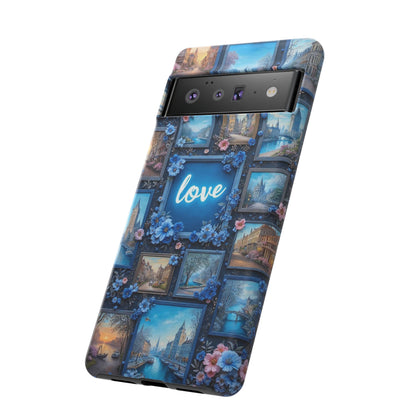 Blue Floral Love Frame Phone Case