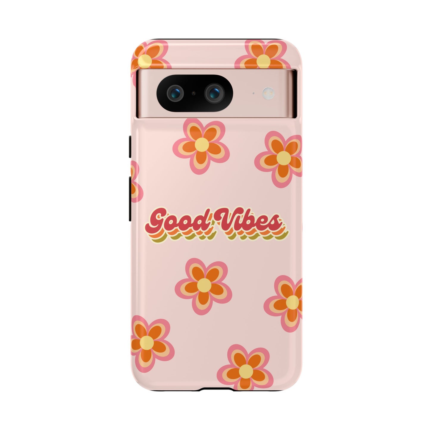 Retro Floral "Good Vibes" Phone Case – Vintage Aesthetic for iPhone, Samsung & Google Pixel