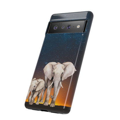 Starry Safari Elephant Family Mobile Cover – Cosmic Wildlife Aesthetic