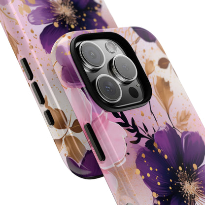 Luxury Purple & Gold Floral Aesthetic Mobile Case