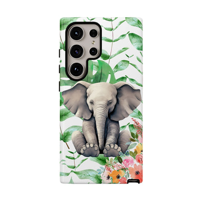 Cute Baby Elephant Mobile Cover – Floral & Tropical Aesthetic