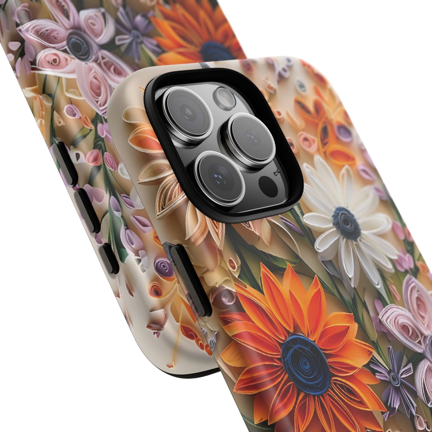Intricate Quilled Floral Artwork In Vibrant Colors phone case design.