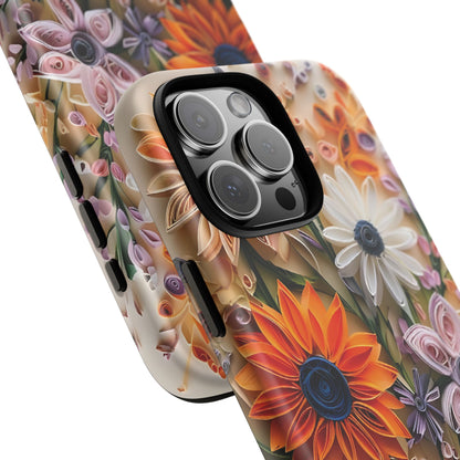 Intricate Quilled Floral Artwork In Vibrant Colors phone case design.