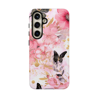 Pink Blossom & Gold Butterfly Mobile Case