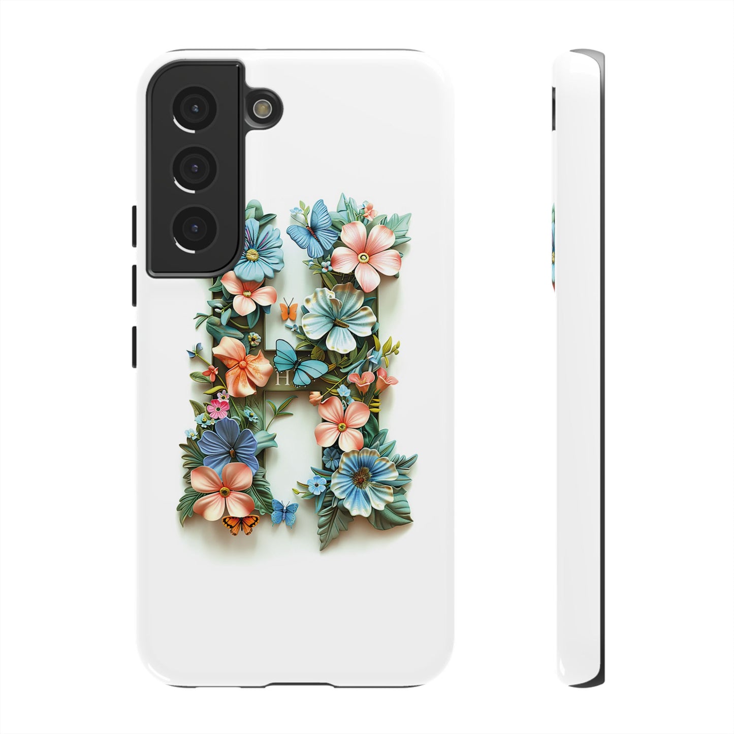 Floral Letter H Phone Case – Personalized Aesthetic Cover for iPhone, Samsung & Google Pixel