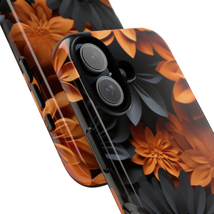 Orange & Black 3D Floral Mobile Case