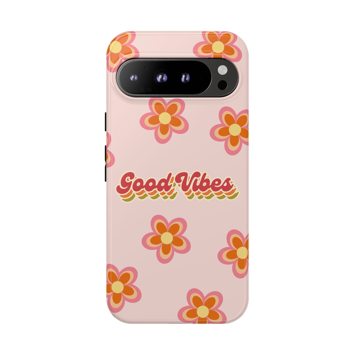 Retro Floral "Good Vibes" Phone Case – Vintage Aesthetic for iPhone, Samsung & Google Pixel